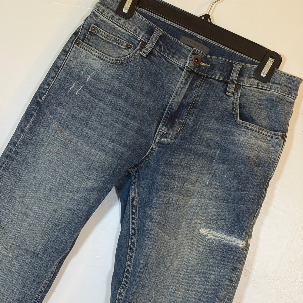John Varvatos USA JV 702 Slim Jeans Blue Distressed Faded Denim Mens 30x29